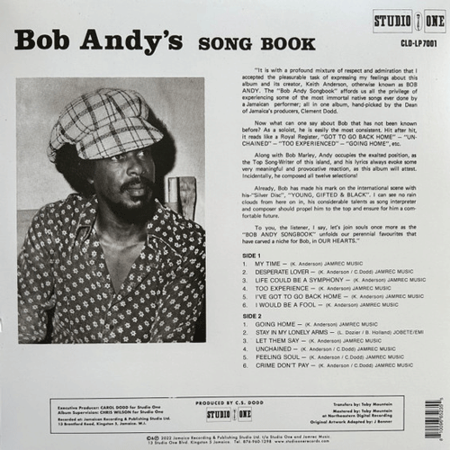 COXSONE RECORDS BOB ANDY オリジナル1969 BOB ANDY - Bob Andy's Song Book - LP