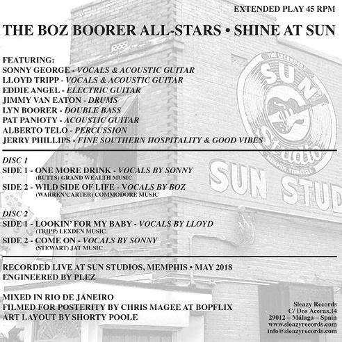 Boz Boorer All Stars - Shine at Sun - double 7inch backsleeve