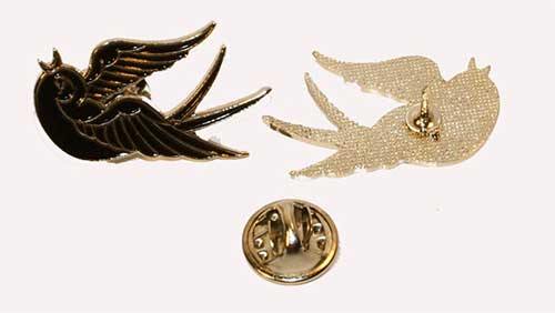 metal pin - SWALLOW (left) - Copasetic Mailorder