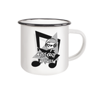 Taza de esmalte con el logotipo de Maybe Crazy Records - Emaille Tasse (negra)