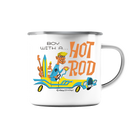 Boy with a Hot Rod by Marcel Bontempi - enamel cup - Emaille Tasse - Copasetic Mailorder