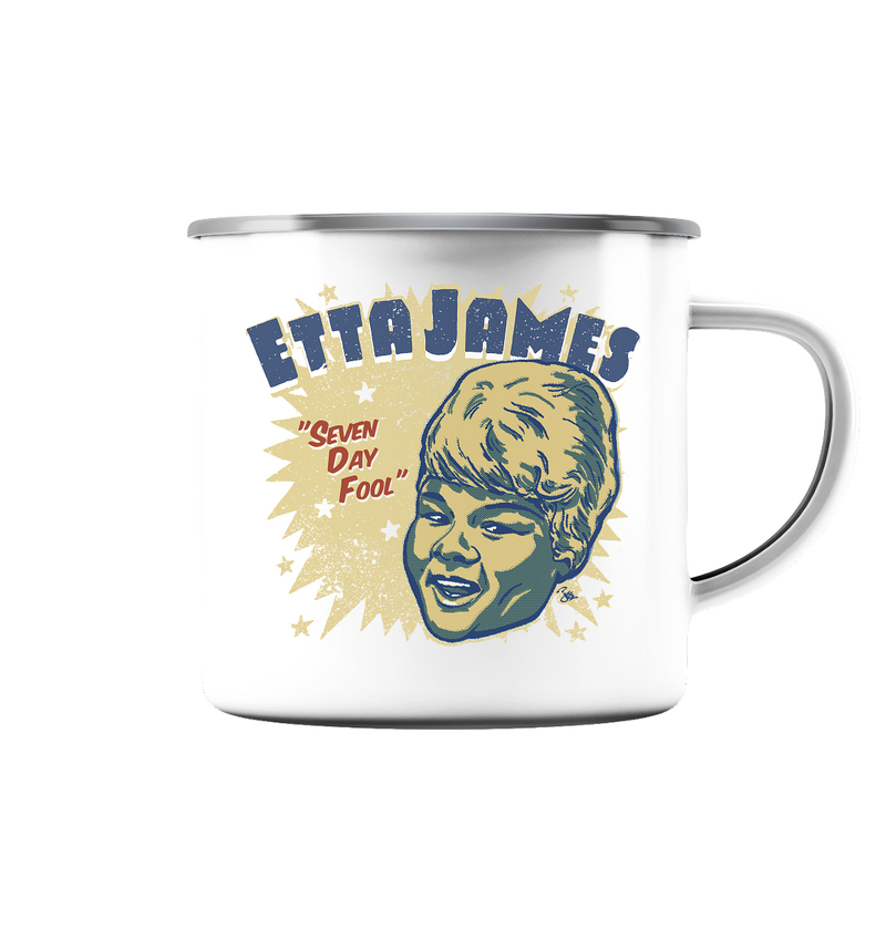 ETTA JAMES by Johnny Montezuma - enamel cup - Emaille Tasse - Copasetic Mailorder